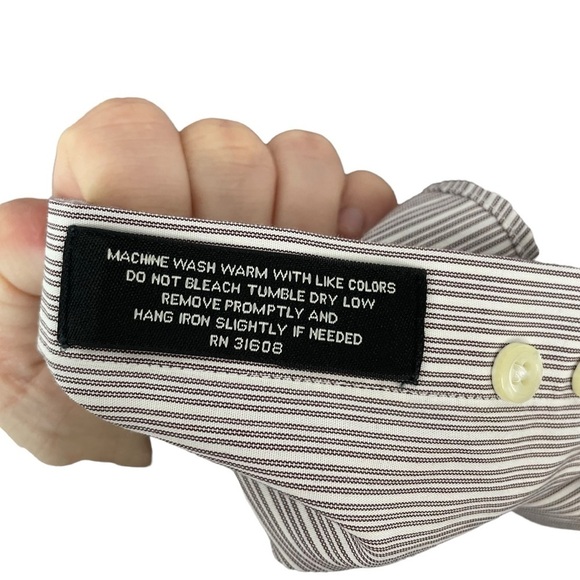 Jos A. Bank Traveler Collection Tailored Fit Striped Dress Shirt Purple Size 17 - Picture 9 of 9